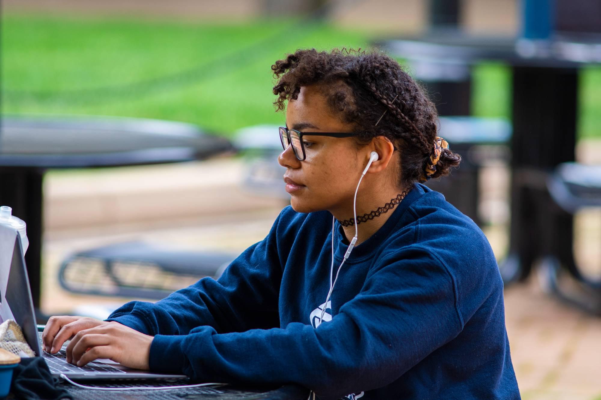 Student working on computer